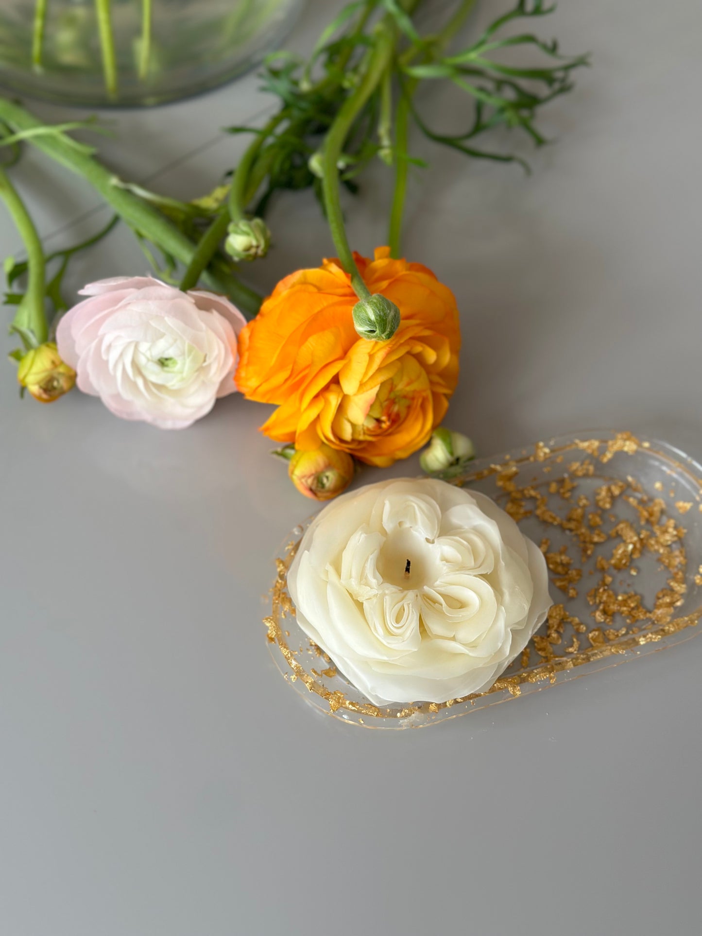 Handmade realistic flower candle 100% organic beeswax